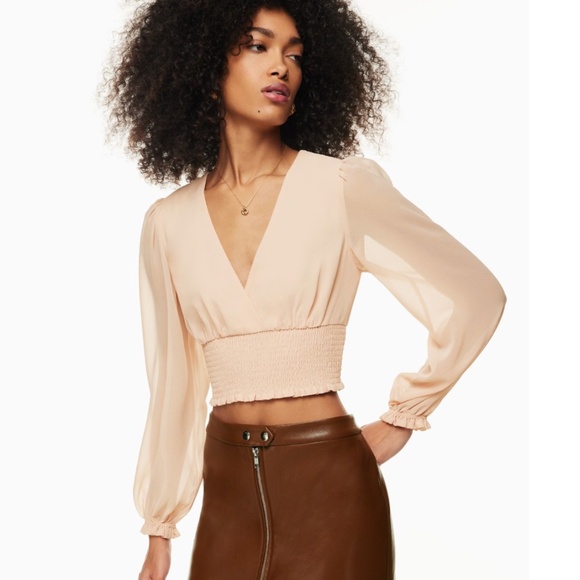 XS Aritzia Pale Birch Wistful Blouse - Picture 2 of 3